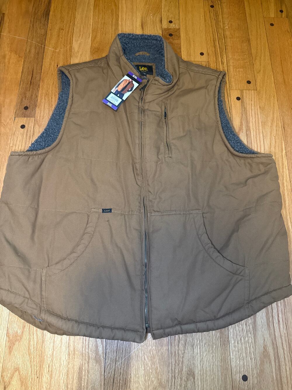 NEW Lee Premium Sherpa Lined Vest Mens 2XL Quilted Heavy Duty Full Zip Workwear